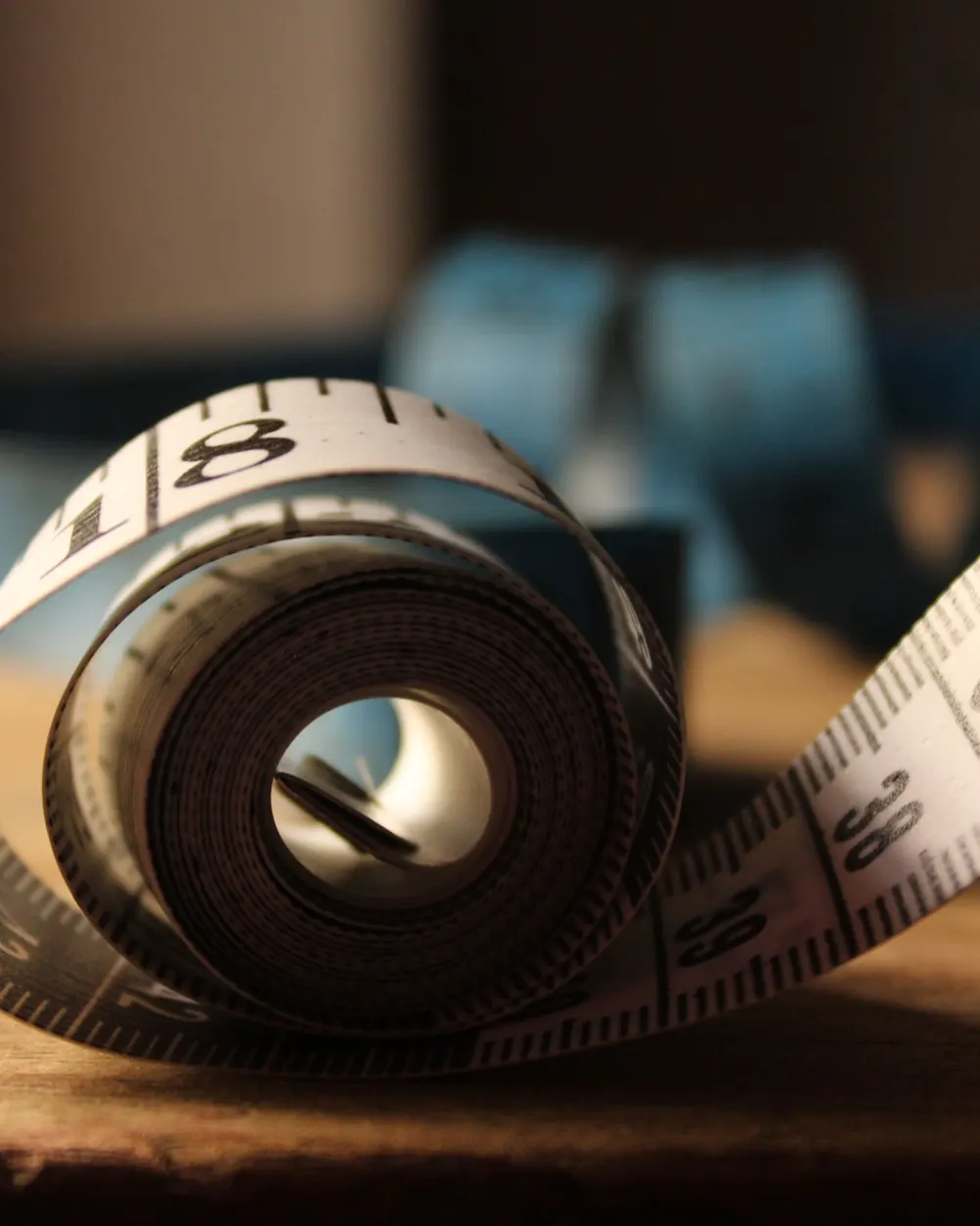 A rolled-up tape measure