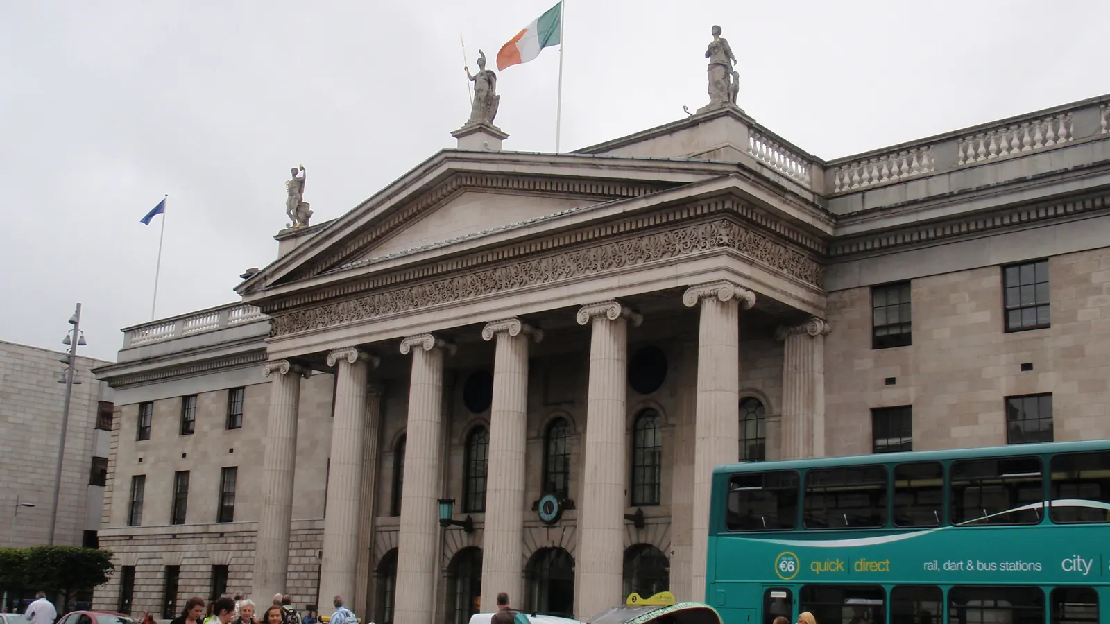 The General Post Office on O’Connell Street in Dublin with the National Flag