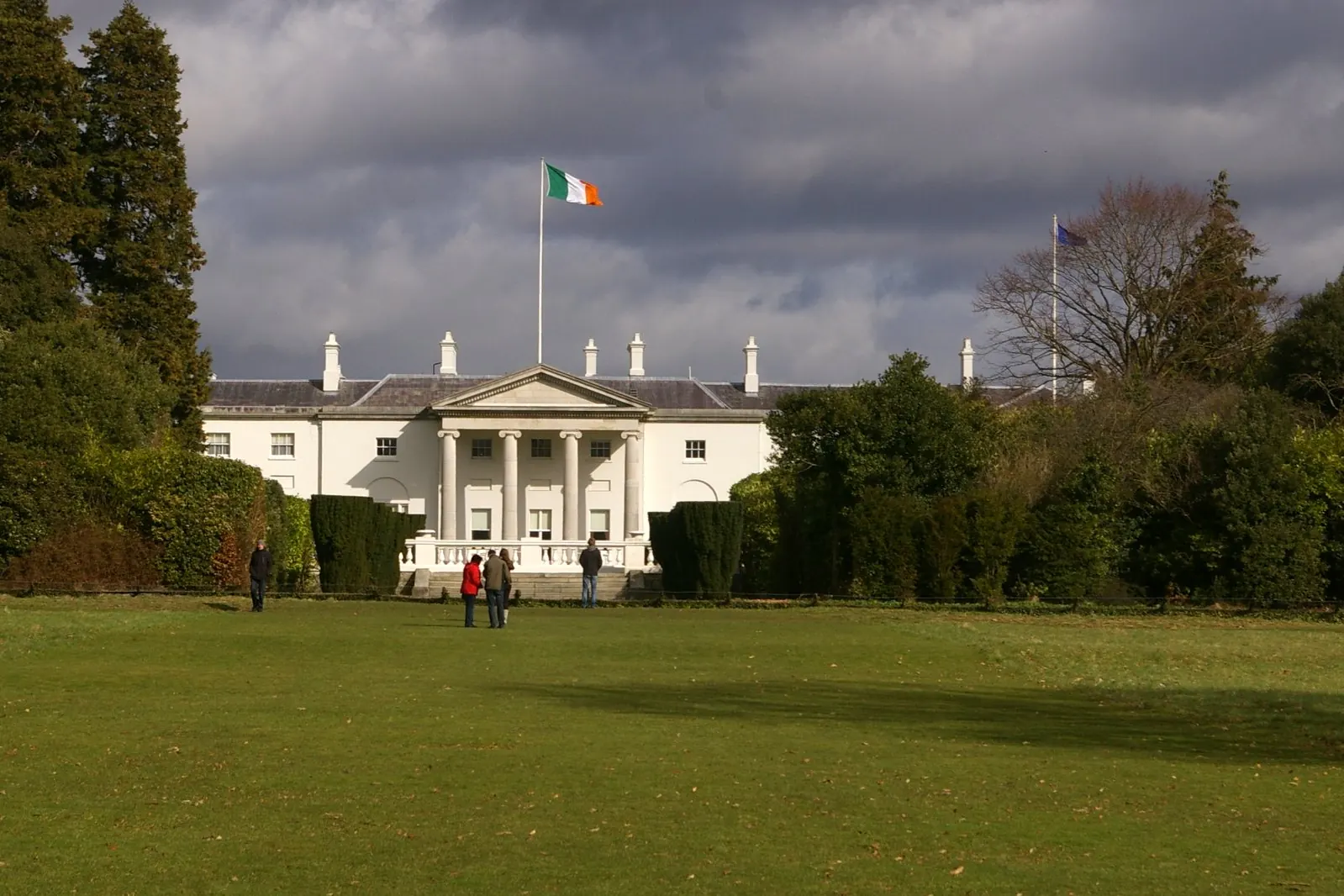 Áras an Uachtaráin, the residence of the President, with the National Flag