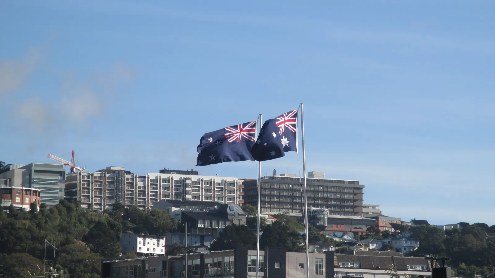 The New Zealand flag and the Australian flag side by side