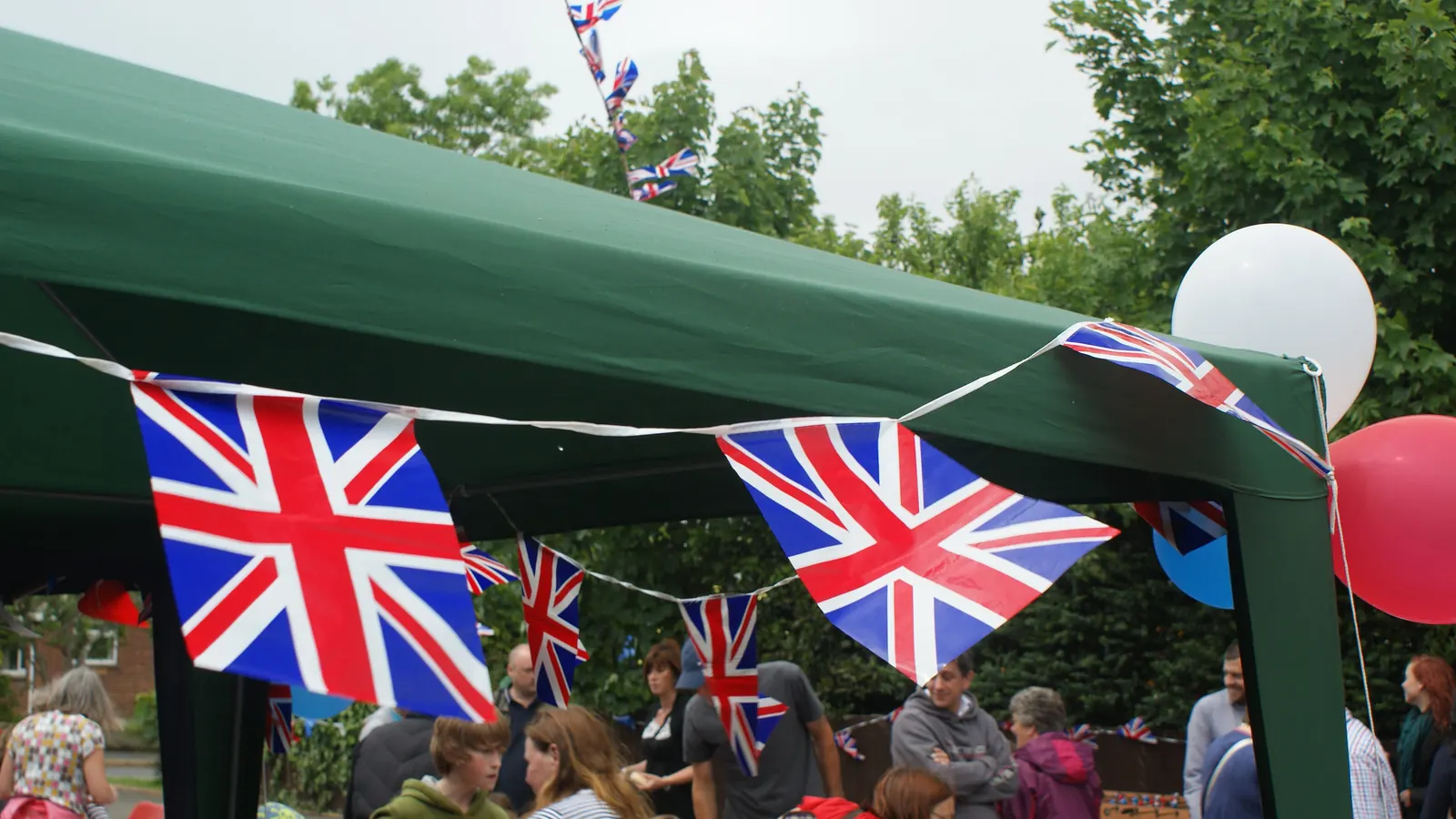 Union Flag bunting over a street party for the Diamond Jubilee in 2012
