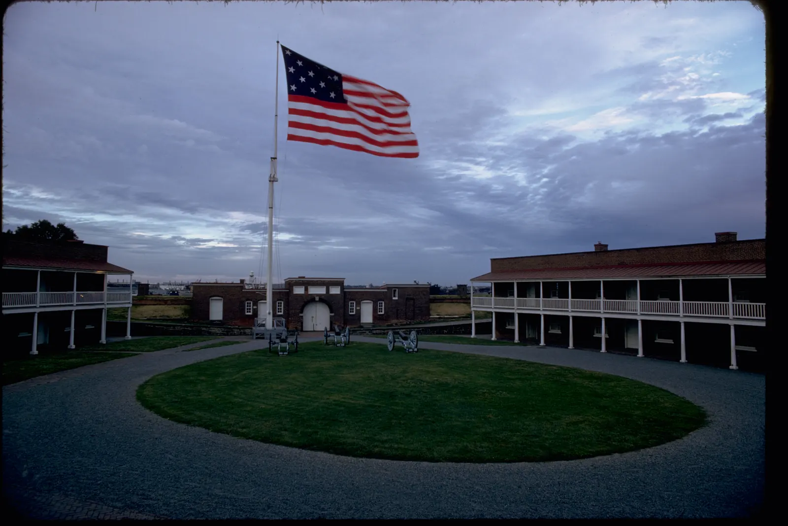 Fort McHenry in Baltimore with a 15-star flag on the flagpole