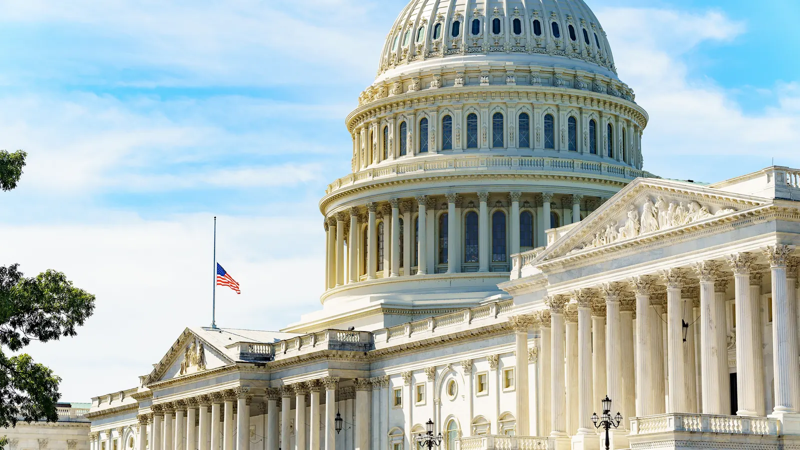 The United States Capitol with the flag at half-staff in September 2020